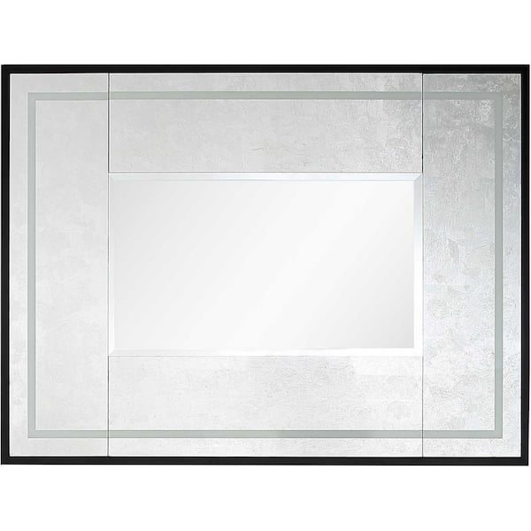HomeRoots 35.4 in. W x 47.2 in. H Silver Accent Wood Mirror