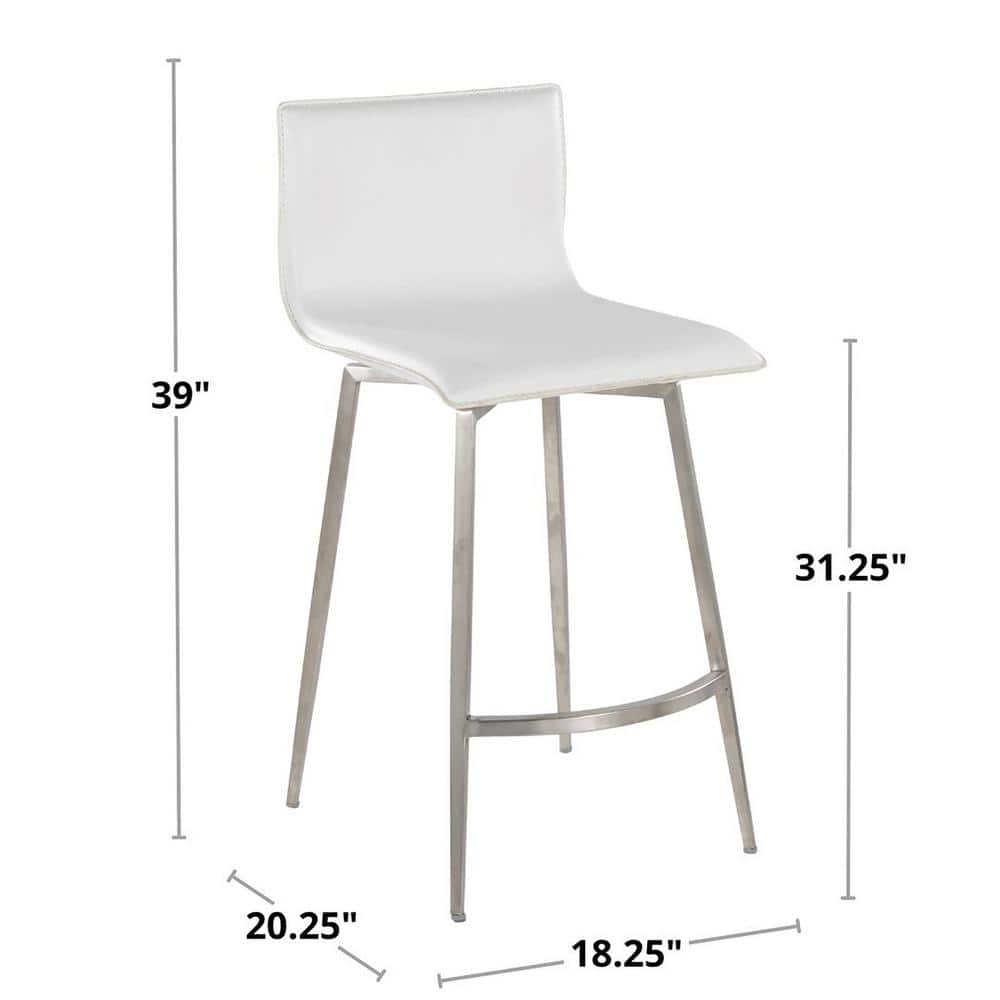 White Metal Swivel Upholstered Counter Stool Set