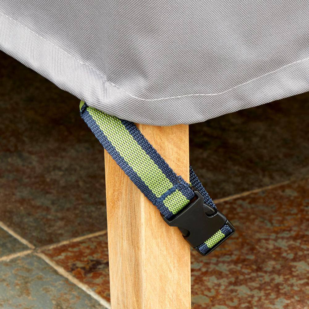 Gray Waterproof Outdoor Patio Sofa Cover with Sporty Webbed Accent
