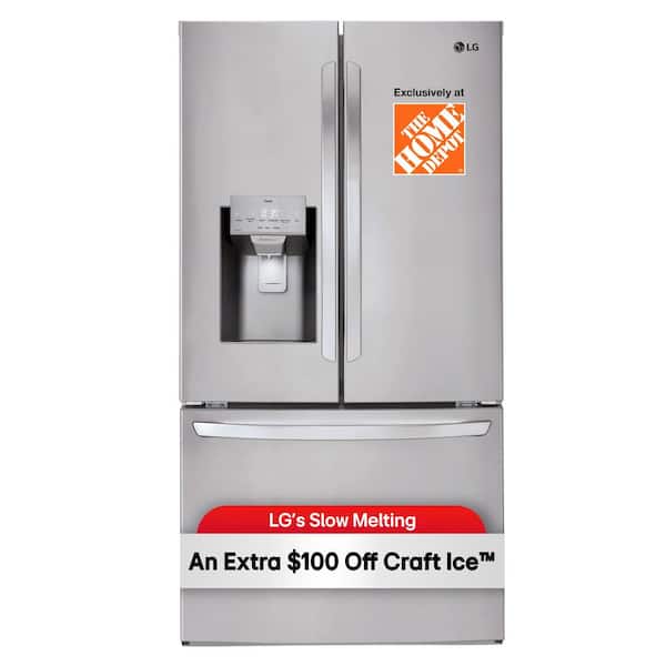 28 cu. ft. 3 Door French Door Refrigerator with Ice and Water Dispenser and Craft Ice in PrintProof Stainless Steel