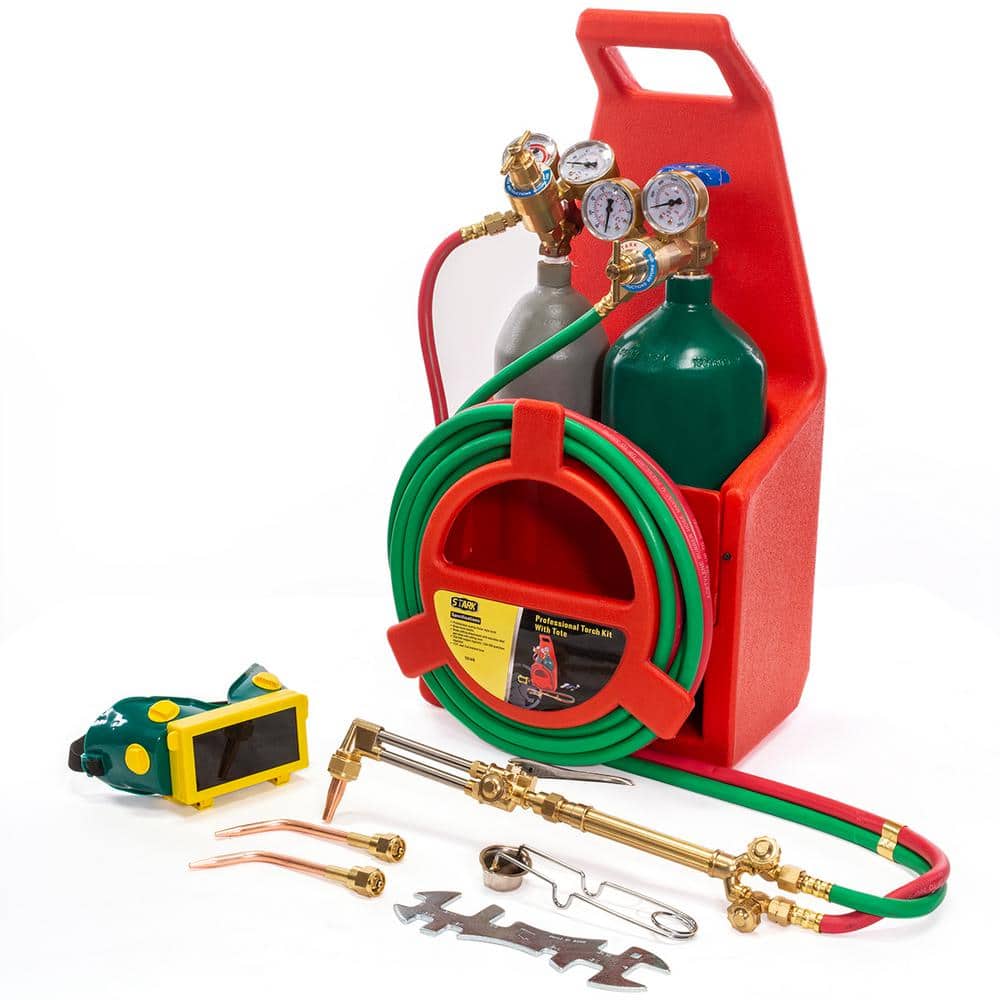 XtremepowerUS Portable Welding Torch Kit with 150 Gal. Oxygen and 75 Gal. Acetylene Tanks and 3/16 in. x 12 ft. Hose,