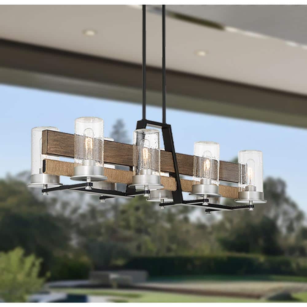 Silver Creek 8-Light Brushed Nickel and Glass Island Chandelier