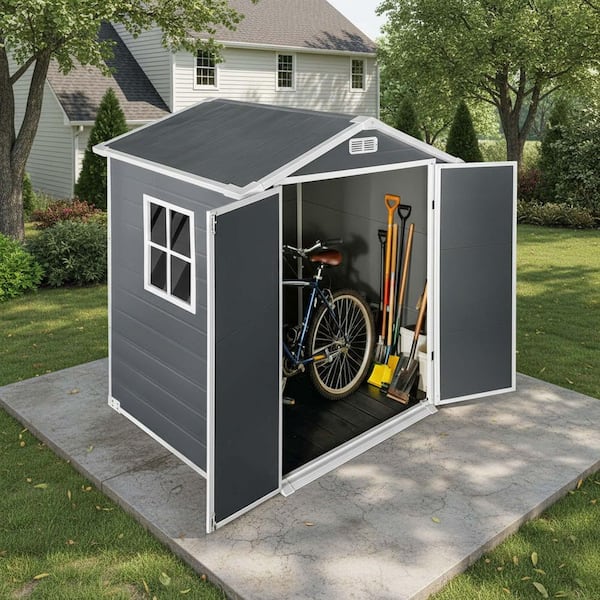 アキ①シェルターgh グレー　フルセット Zeus & Ruta 6 ft. W x 4 ft. Gray Outdoor Plastic Resin Storage