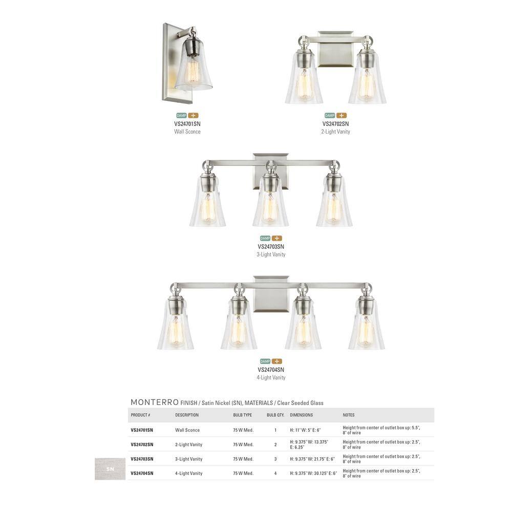 Satin Nickel Seeded Glass Dimmable Wall Sconce - 11"H
