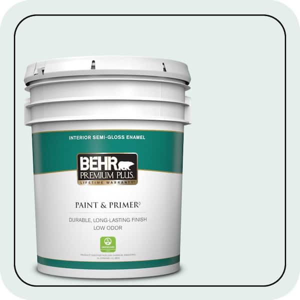 BEHR PREMIUM PLUS 5 gal. #W-D-510 Waterfall Mist Semi-Gloss Enamel Low Odor Interior Paint & Primer