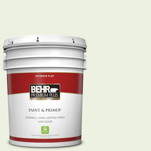 BEHR PREMIUM PLUS 5 gal. #P380-1 Magic Mint Flat Low Odor Interior Paint & Primer