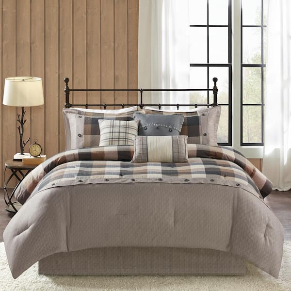 Madison Park Pioneer 7-Piece Neutral Plaid Polyester Queen