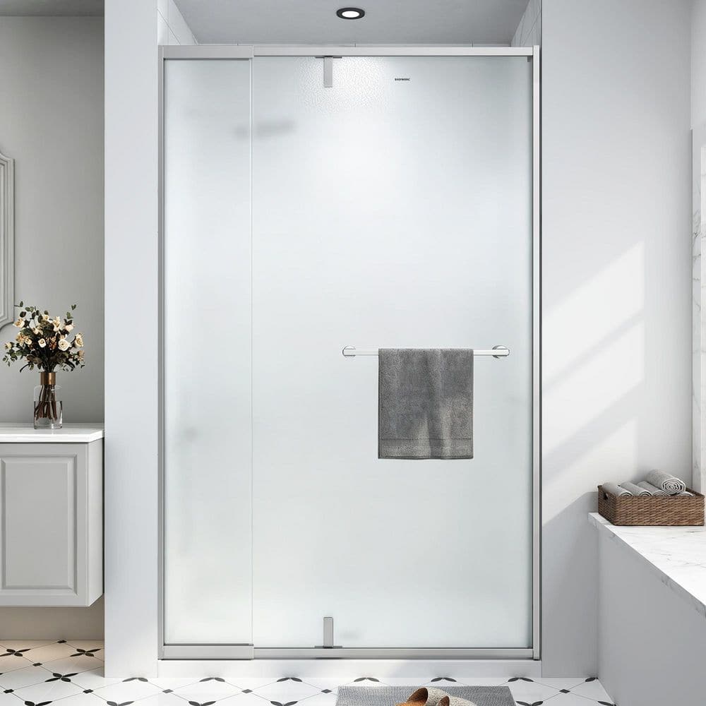 36-42 in. W x 72 in. H Pivot Semi-Frameless Swing Shower Door in Brushed Nickel with Frosted Tempered Glass price history on PriceWatchPro