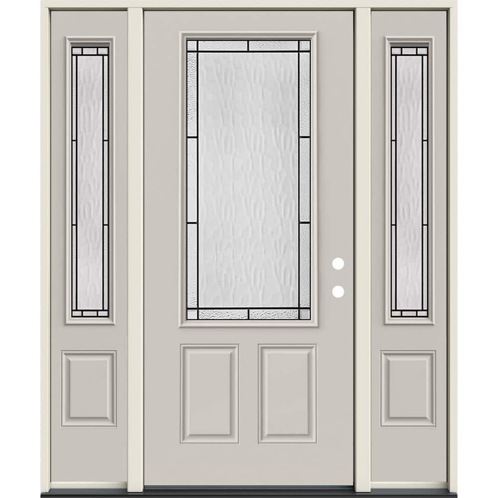 Jeld Wen 36 In X 80 In Left Handinswing 34 Lite Wendover Decorative Glass Primed Steel