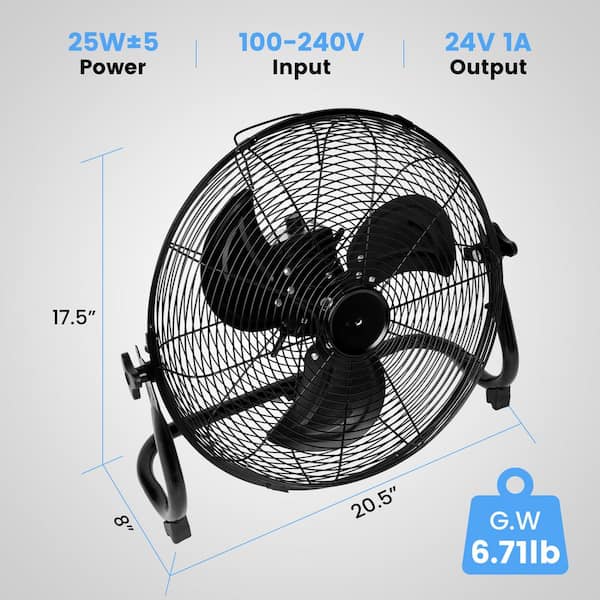 Aoibox 16 in. High Velocity Industrial Heavy Duty Metal Floor Fan with  360-Degree Tilt, for Outdoor/Indoor Use SNMX4201 The Home Depot