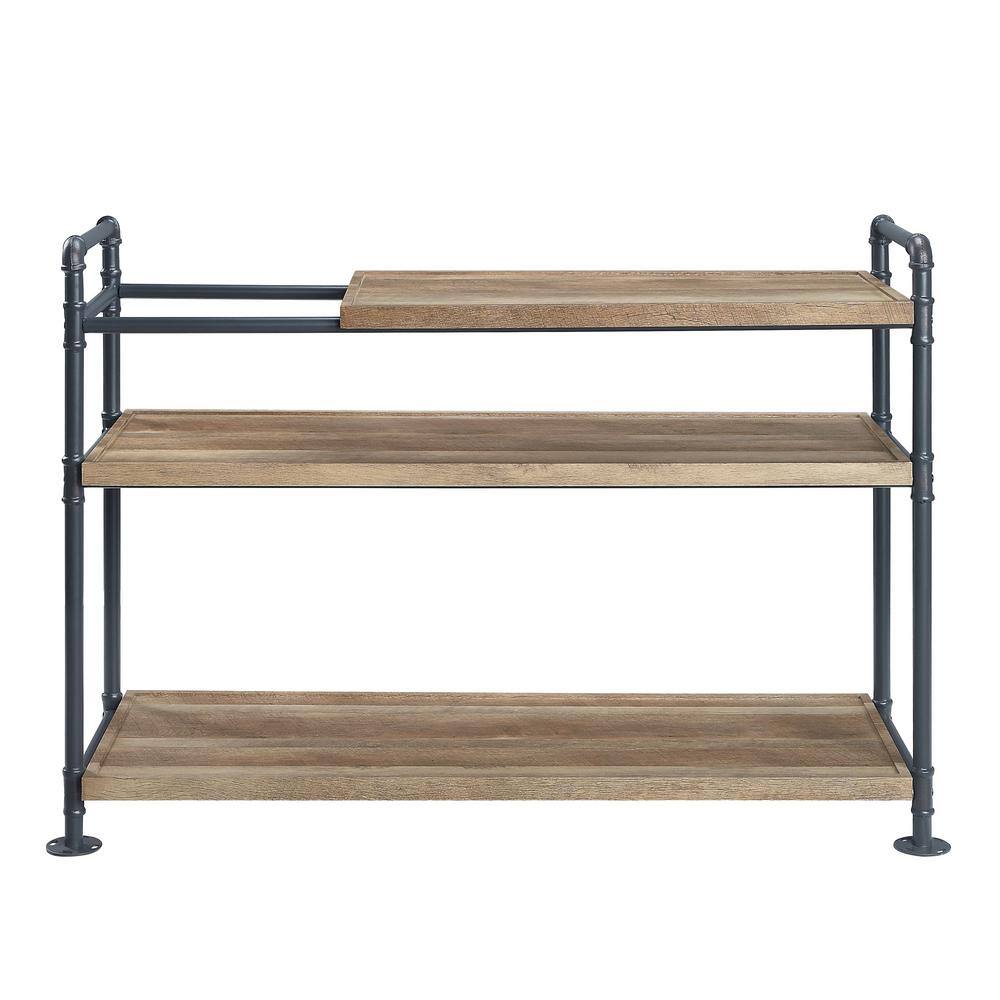 Modern Farmhouse Rustic Black Metal and Oak Wood 48" Bookshelf