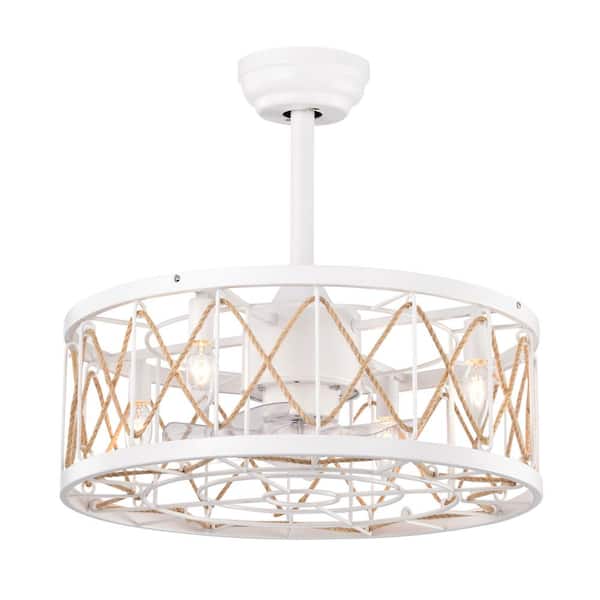 HKMGT 20.4 in. Indoor Matte White Rop Ceiling Fan with Remote Included