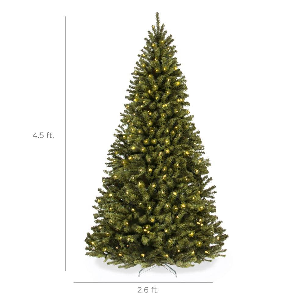 4.5ft Pre-Lit Green Spruce Artificial Christmas Tree with White Lights