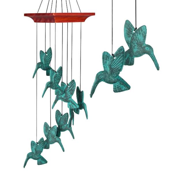 WOODSTOCK CHIMES Signature Collection, Woodstock Habitats, 18 in. Hummingbird Spiral Verdigris Wind Chime HHS