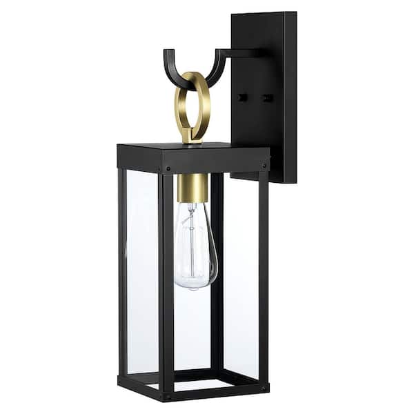 Dawn 19 in. 1-Light Matte Black Hardwired Outdoor Wall Lantern Sconce