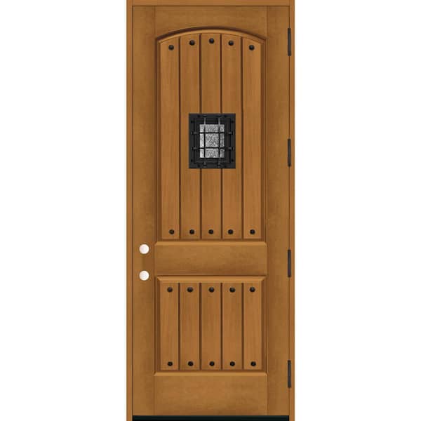 Steves & Sons 36 in. x 96 in. 2-Panel Left Hand/Outswing Autumn Wheat Stain Fiberglass Prehung Front Door with 4-9/16 in. Jamb Size