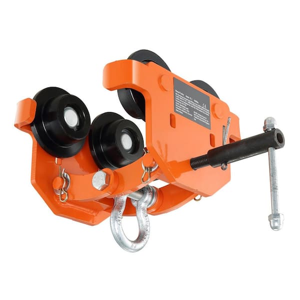 Manual Trolley, 4400 lbs. /2 Ton Load Capacity, Adjustable for I-Beam Flange Width 2.8 in. to 6. 7in., Dual Wheels,