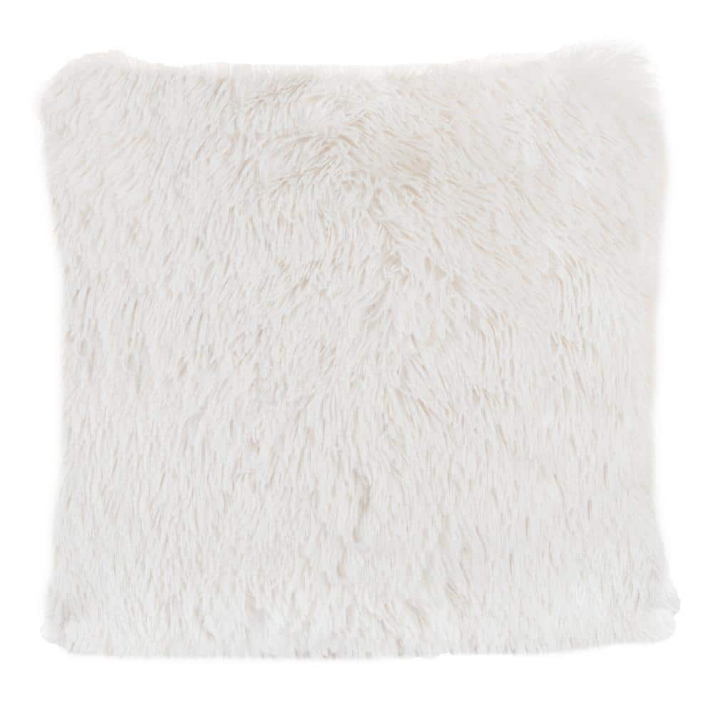 Plush Faux Fur Modern Textured Accent Throw Pillow Covers 18x18 Inch 2  Pack, Boho Decorative Fuzzy Square Pillow Cases For Couch Bed