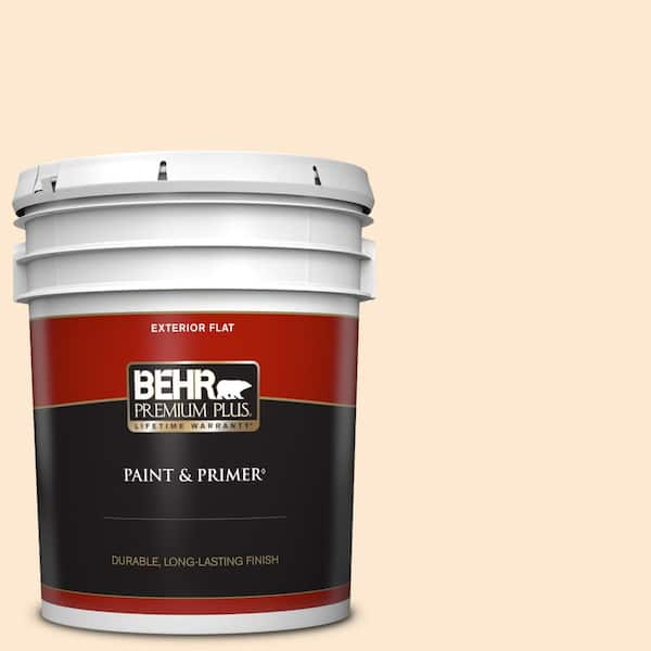 BEHR PREMIUM PLUS 5 gal. #280A-1 Creamy Orange Flat Exterior Paint & Primer