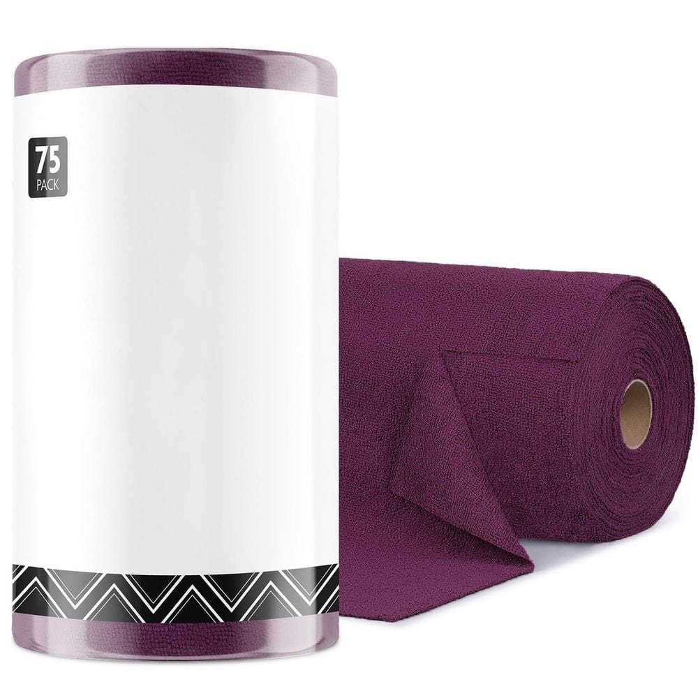 75-Piece Bath Accessory Set in Dark Purple, 12 in. x 12 in. Microfiber Cleaning Cloth Roll, Tear Away Microfiber Towels price history on PriceWatchPro