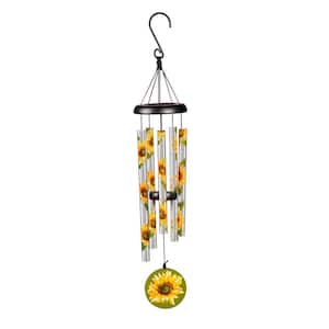 27 in. Printed Hand Tuned Metal Wind Chime, Sunflower