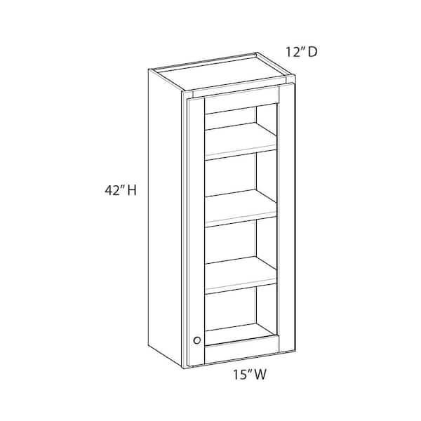 Kunal Kitchens Charlotte Raised 15 in. W x 42 in. H x 12 in. D in Bordeaux Plywood Assembled Glass Door w/ Finished Interior Wall