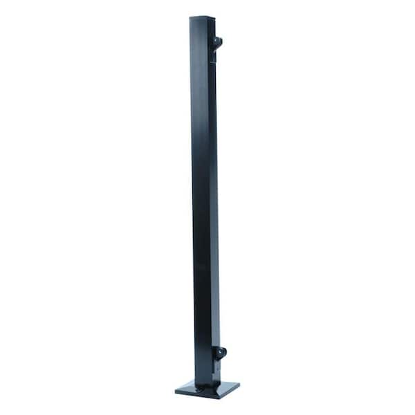 UDECX 3-1/6 ft. x 2 in. x 2 in. Black Aluminum End Railing Post