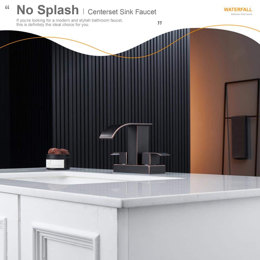 Oil Rubbed Bronze Double Handle Waterfall Bathroom Faucet