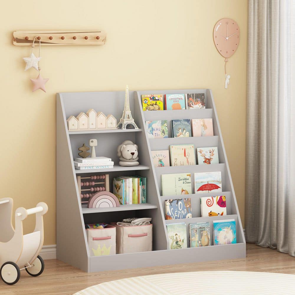 Noble House Polly 33.47 in. H Gray Wood Multifunctional 4-Tier