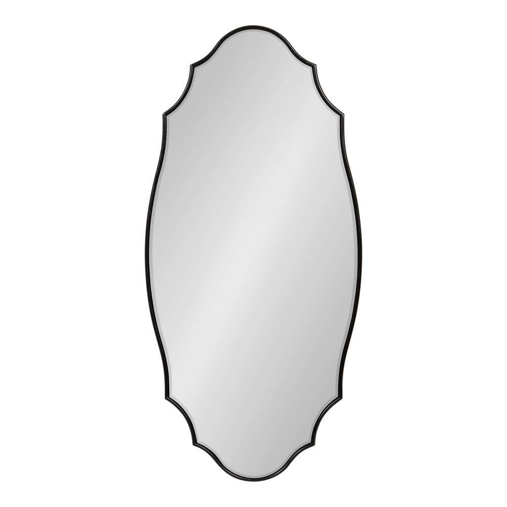 Leanna Black Scalloped Oval Wall Mirror, 20 x 42