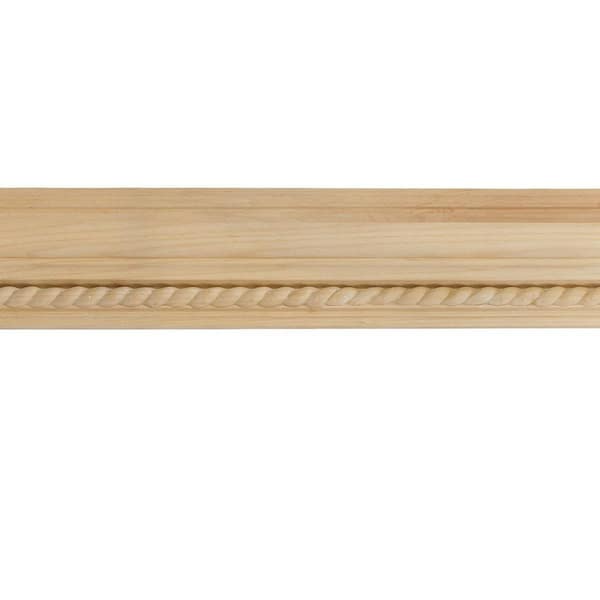 2-3/8 in. x 94-1/2 in. x 2-1/4 in. Unfinished Wood Alder Andrea Rope Carved Crown Moulding