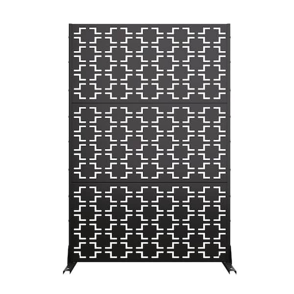SpassWay 6ft. H x 4ft. W Metal Privacy Screen Fence Panel Black