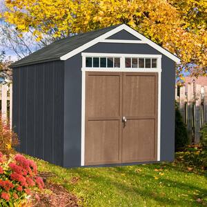 Professionally Installed Majestic Deluxe 8 ft. x 12 ft. Outdoor Wood Storage Shed with Black Onyx Shingles (96 sq. ft.)