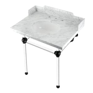 Fauceture Console Sink Set in Marble White/Matte Black