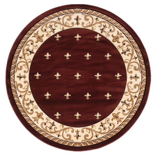 Bristol Wington Burgundy 7 ft. 10 in. x 7 ft. 10 in. Round Area Rug