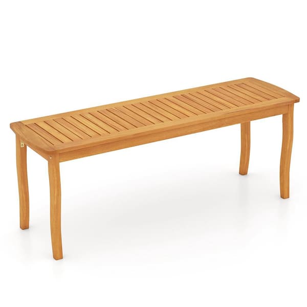 48 in. Long Acacia Wood Bench Outdoor Wooden Dining Bench w/ Breathable Slat Seat