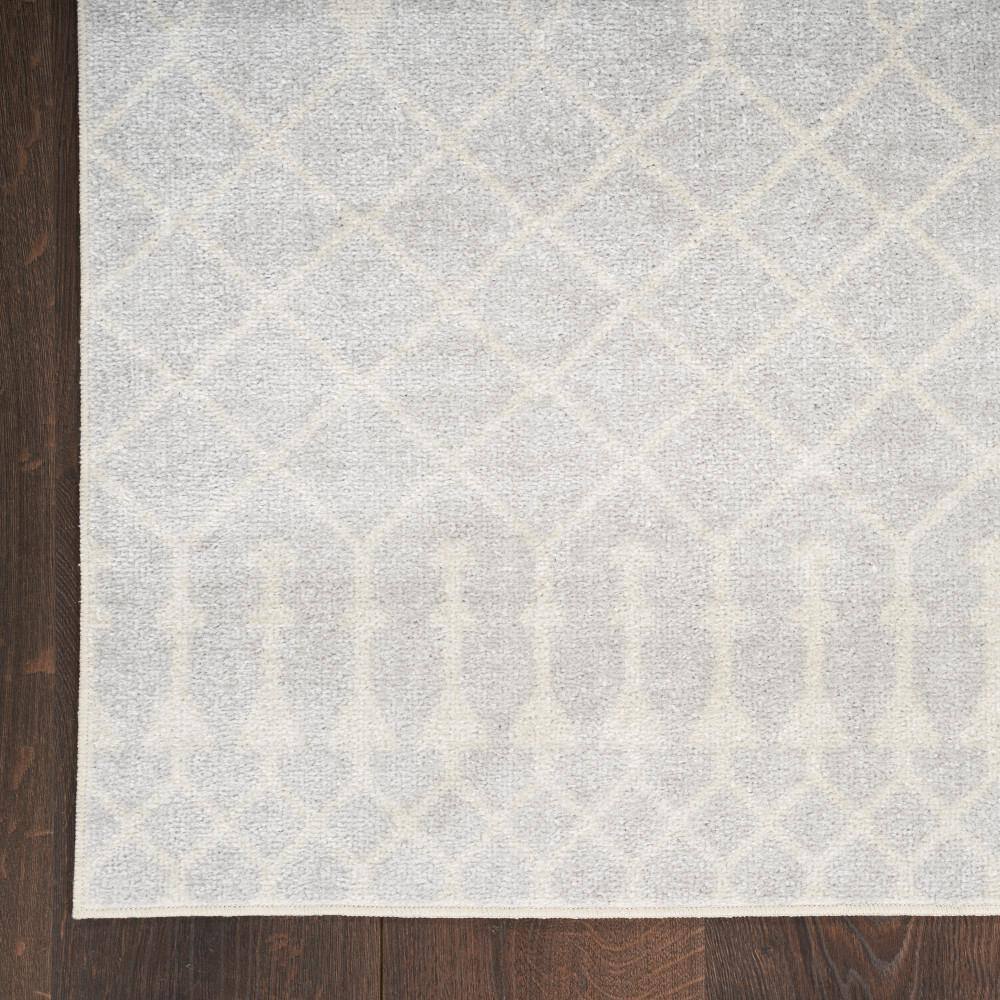 Gray and Ivory Synthetic Trellis Runner Rug 2'2" x 8'