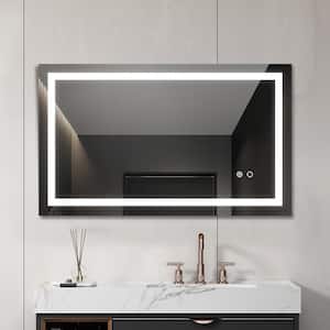 24 in. W x 40 in. H LED Lighted Rectangular Aluminium Framed Wall Bathroom Vanity Mirror in White