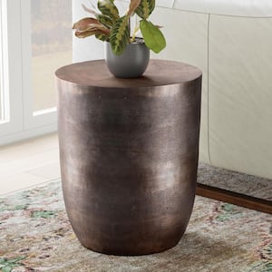 Morris 16.5 in. Wide Cast Aluminum Accent Table in Antique Cooper, Assembled