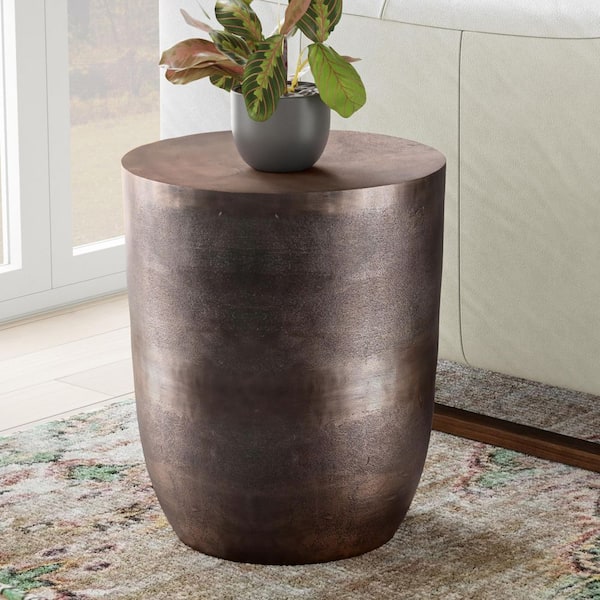 Morris 16.5 in. Wide Cast Aluminum Accent Table in Antique Cooper, Assembled