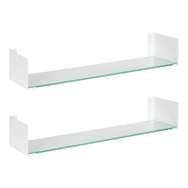 Kate and Laurel Rodi 6 in. x 24 in. x 1 in. White Metal Floating Decorative Wall Shelf Without Brackets