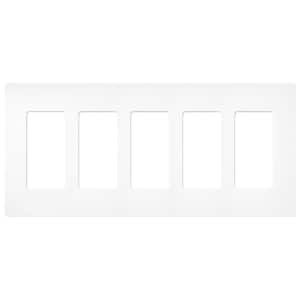 Claro 5 Gang Wall Plate for Decorator/Rocker Switches, Satin, Snow (SC-5-SW) (1-Pack)