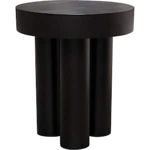 16 in. Black Round Wood End Table with Thick Sturdy Surface and Tripod Base