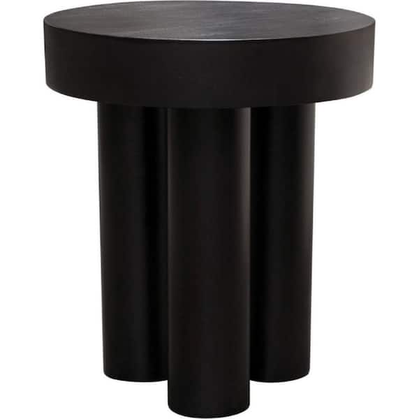 Benjara 16 in. Black Round Wood End Table with Thick Sturdy Surface and Tripod Base