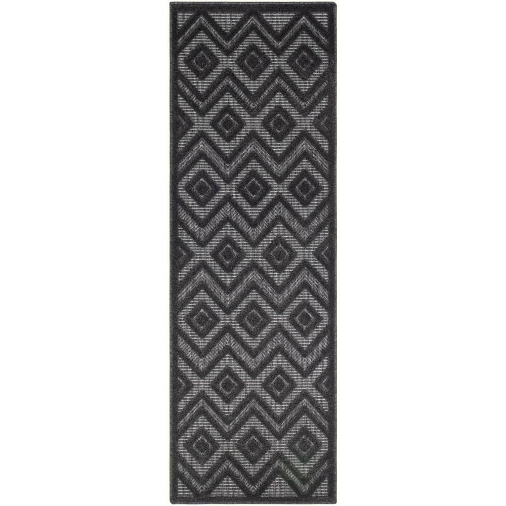 Versatile Charcoal Black 2 ft. x 6 ft. Diamond Contemporary Runner Indoor Area Rug price history on PriceWatchPro