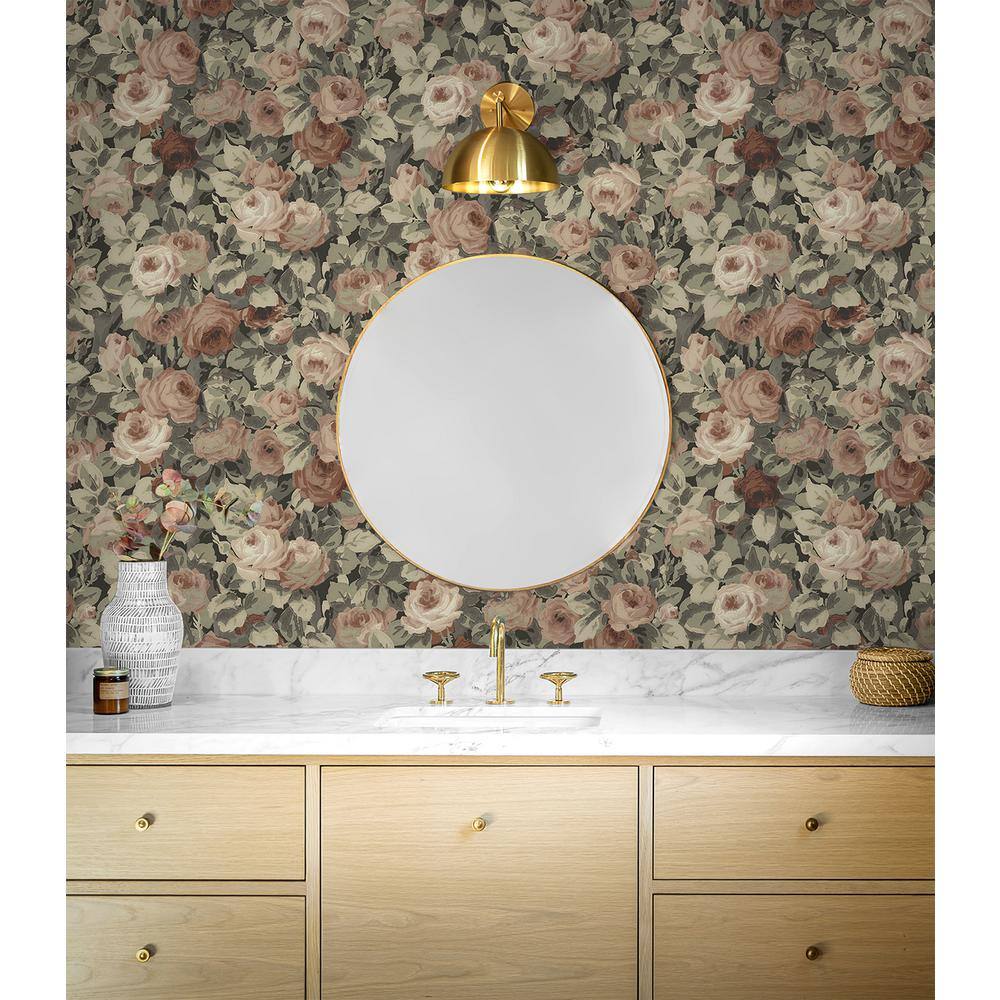 Dusty Mauve and Ash Grey Floral Self-Adhesive Wallpaper