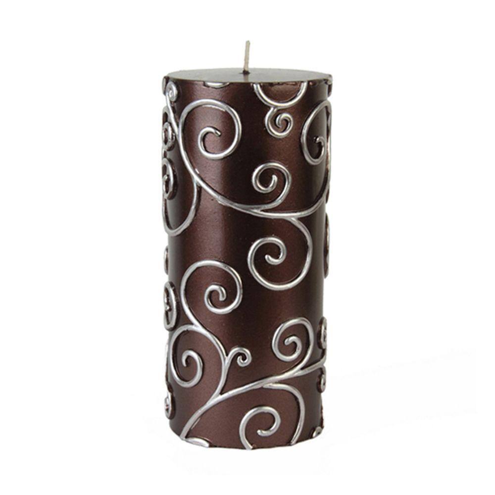 UPC 685024248975 product image for Zest Candle 3 in. x 6 in. Brown Scroll Pillar Candle Bulk (12-Case) | upcitemdb.com