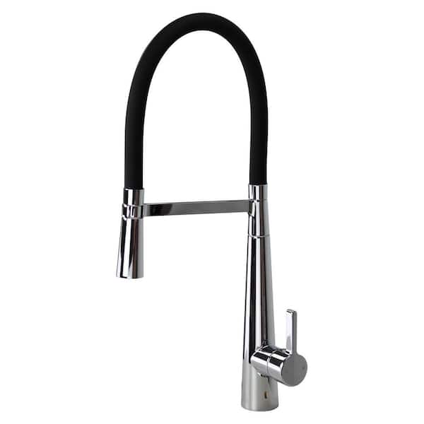 Bell'arte Single-Handle Pull-Down Sprayer Kitchen Faucet in Polished Chrome/Black