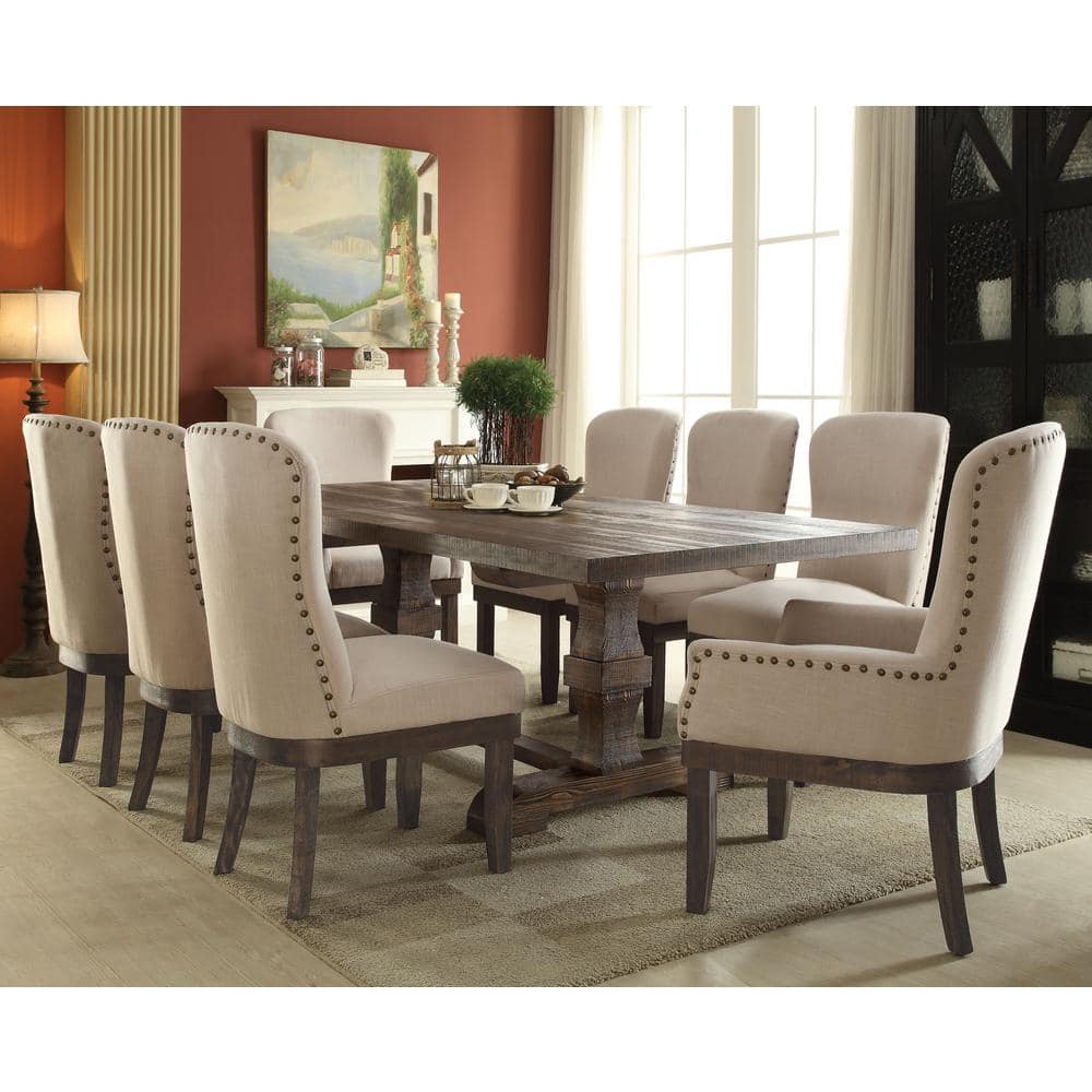 Landon Salvage Brown Extending Dining Table with Trestle Base