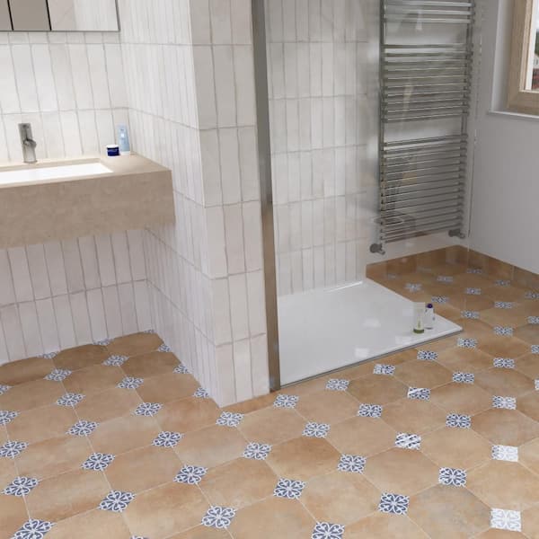 Degas Teja with Blue Deco 9 in. x 9 in. Porcelain Floor and Wall Tile (11.2 sq. ft. /Case)